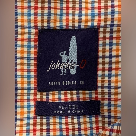 Johnnie-O Gingham Check Madras Plaid Shirt Top Men’s Size XL - Picture 4 of 6